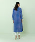 Women's Pret Yarn Dyed Solid Blue A-Line Shirt